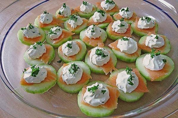 Bouchées de saumon au concombre