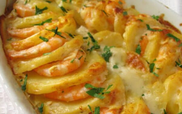 Gratin allégé de Crevettes et Pommes de Terre