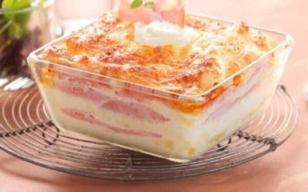 Lasagne allégée avec fromage de chèvre et bacon
