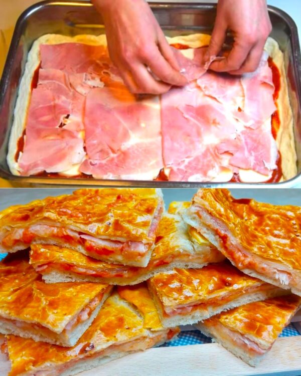 Pizza farcie à la tomate et au jambon