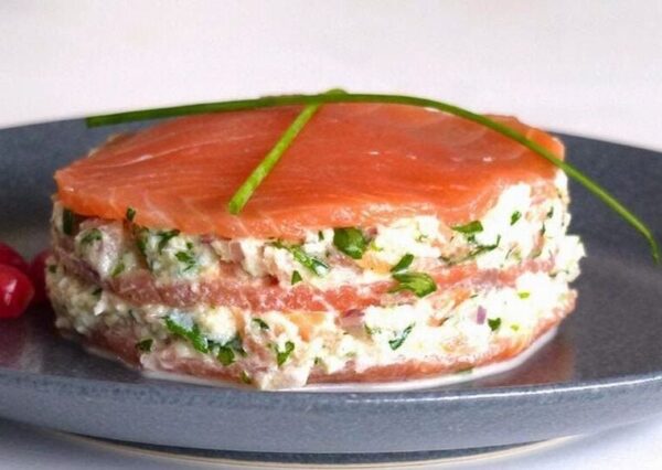 Recette millefeuille de saumon fumé et mascarpone