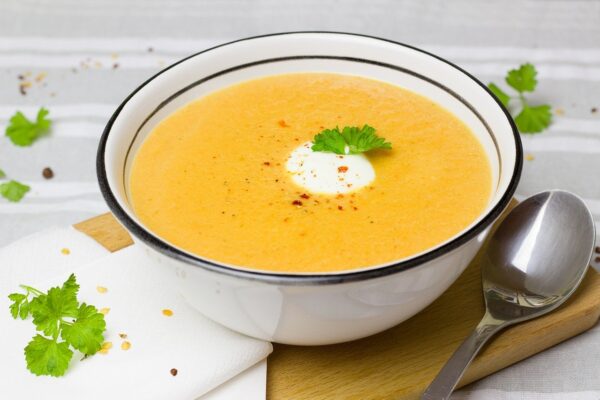 Velouté de carotte et de potiron.