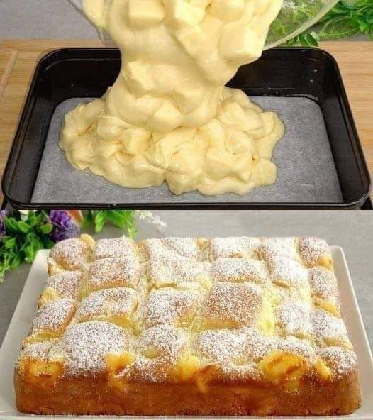 Vous n’en ferez jamais un autre ! – Gâteau aux pommes avec crème anglaise à la vanilleIngrédients: